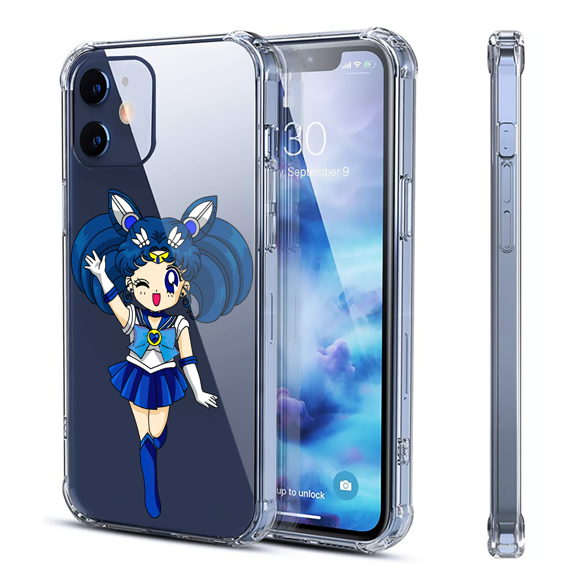 （画像用） 美少女戦士セーラームーン 水野 亜美 みずの あみ Sailor Moon Mizuno Ami 【iPhone 12シリーズ対応】透明スマホケース（クリアソフトケース）